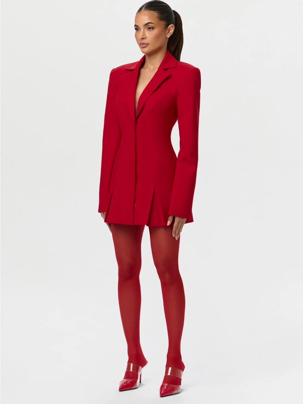 Naked wardrobe red pleated Blazer Dress jacket size small